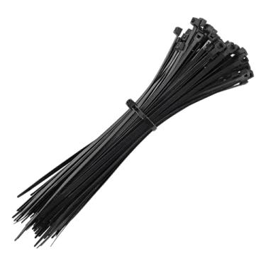 Imagem de Abraçadeiras de Nylon Preto, 15cm x 2,5mm, Sistema de Travamento Auto-Ajustável, 100 Unidades