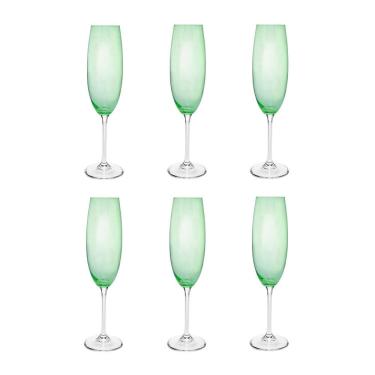 Imagem de Cj 6 Taças de Cristal P/Champanhe Banquet Verde 200ml Wolff