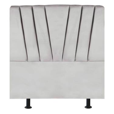 Imagem de Cabeceira Estofada De Cama Casal Box 140 Cm Louise Suede Cinza Claro