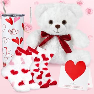 Imagem de Patelai Conjunto de 7 peças de presentes de dia dos namorados para namorada esposa conjunto de presente romântico de coração vermelho presentes de aniversário para ela, mulheres, meninas, mulheres