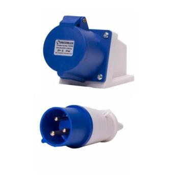 Imagem de Kit Tomada e Plug Industrial Macho Fêmea Sobrepor 32A 220 3P - Decorlu