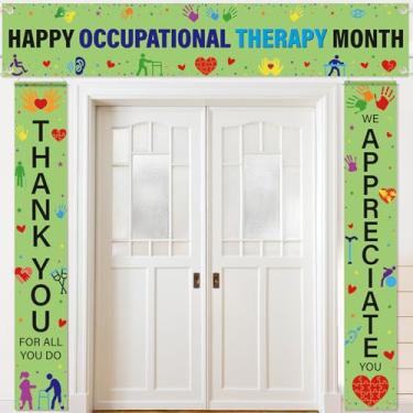 Imagem de Tingjoo Faixa de 3 peças Happy Occupational Therapy Month Thank for All You Do We Appreciate You Banner for Custodial Staff Housekeeper EVS Nurse Veterans Social Worker Boss Lady Boss