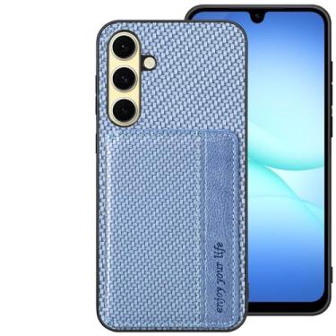 Imagem de Futanwei Capa carteira para Samsung Galaxy A17 5G com porta-cartões | para capa de telefone Pinwheel Plus 6 [design padrão de fibra de carbono] [2 compartimentos para cartão de crédito embutidos] Capa
