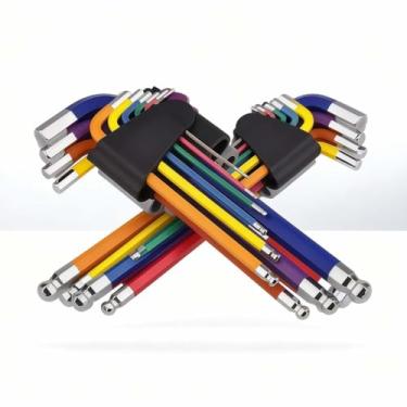 Imagem de Conjunto de chaves Torx de braço longo com 9 peças, conjunto hexagonal codificado por cores com 9 tamanhos, conjunto de chaves Allen para reparos domésticos e projetos de bricolage (multicolorido)