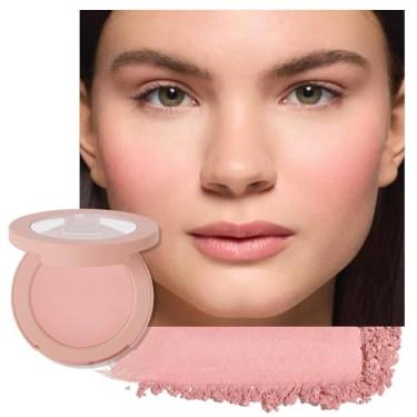 Imagem de Blush para bochechas, rosa pêssego em pó paleta de blush fosco maquiagem facial bochechas para mulheres mais velhas, leve, suave, misturável, resistente ao desbotamento e transferência, acabamento