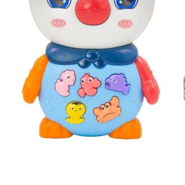 Imagem de Teclado Piano Musical Infantil Pinguim, 6 Teclas, 3 Funções com 5 Sons, Brinquedo para Bebê, Plástico, 9.5x15x4.5cm, Requer 3 Pilhas AAA