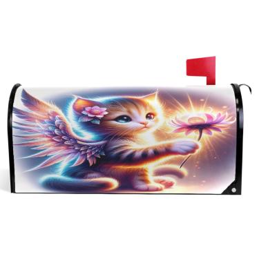 Imagem de TSENQUE Capas de caixa de correio de outono magnéticas sazonais gato fofo floral vinil caixa de correio envelopes inverno decoração moderna caixa de correio tamanho padrão 52,6 x 45,8 cm