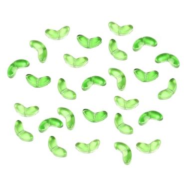 Imagem de 100 peças 14 x 7 mm contas de folha verde de vidro pingentes de folha de cristal pingentes planta joias fazendo contas decorativas folhas contas espaçadoras translúcidas para colares brincos