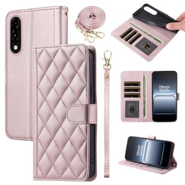 Imagem de Furiet Argyle Capa carteira para OnePlus Nord 5 5G com alça removível de pulso/ombro, compartimentos para cartões, bolsa fólio, acessórios de couro PU de luxo para celular para One+ 1+ Nord5 Mulheres