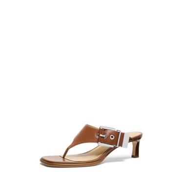 Imagem de Michael Kors Sandália feminina de salto Rowen, Vachetta Couro/Bagagem, 36