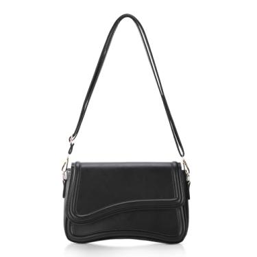 Imagem de Bolsa de ombro feminina, bolsa moderna de couro vegano, bolsa tiracolo de couro, bolsa Hobo, com fecho de zíper para mulheres com alça removível