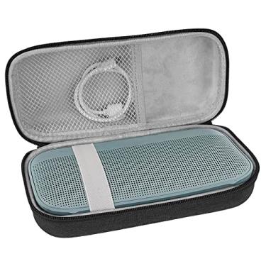 Imagem de Geekria Capa protetora para alto-falante compatível com Bose SoundLink Flex 2 Bluetooth, bolsa rígida de substituição para transporte de viagem com armazenamento de cabo (cinza escuro)