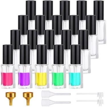 Imagem de Segbeauty 20 frascos de spray de vidro a granel de 4,8 g vazios, mini frasco recarregável de perfume com tampa preta, atomizador de colônia de névoa fina de 5 ml com kit de refil de perfume, mini