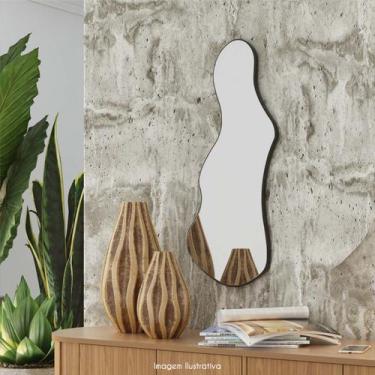 Imagem de Espelho Decorativo Orgânico com Painel 90cm MDF Preto Fosco - Móveis D