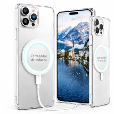 Imagem de Capa Magnética Transparente IPHONE 11 12 13 14 15 16 17 AIR PRO MAX, Proteção de Câmera,Anti-Amarelameto, Anti-Impacto e Carregamento por Indução (13 PRO)