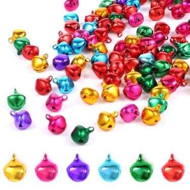 Imagem de 200 peças de sinos para artesanato de 1/2 polegada micro pequeno mini sino a granel multicolorido artesanato de Natal som alegre para decoração de casa de Natal grinalda decorações de animais de