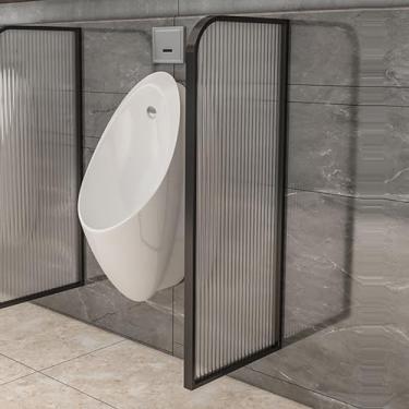 Imagem de Divisória de vaso sanitário para urinol, divisória de urinol, moldura de aço inoxidável, defletor de mictório de vidro temperado, tela de privacidade de mictório, para divisória de vaso sanitário para