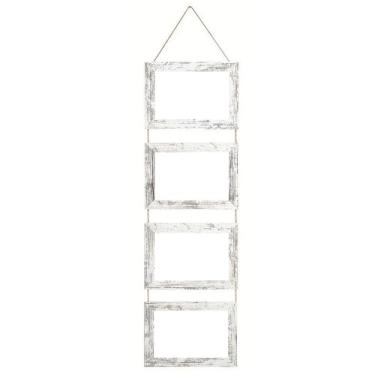 Imagem de WeiLaiKeQi Porta-retratos Collag estilo retrô rústico com corda, 10x15 cm, ideal para escritório, casa, cozinha, quarto e casamento, 4 Abertura