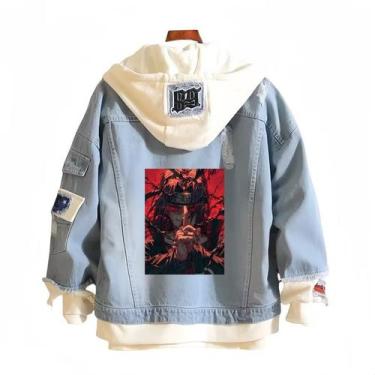 Imagem de Jaqueta jeans casual com impressão digital Naruto Uchiha Itachi - Manq