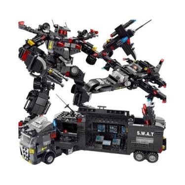 Imagem de Blocos De Montar Da Estação Policial SWAT, Kit De Helicóptero E Robô, 