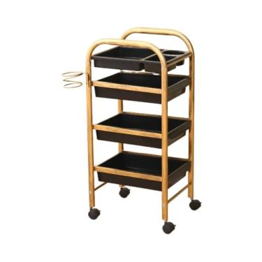 Imagem de Carrinho de barbeiro com trava com mesa de trabalho e gaveta, carrinho portátil de spa de beleza com suporte para secador, 4 rodízios, estação organizadora de estilo de cabelo para salão e barbearia