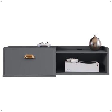 Imagem de Rack Suspenso TV Smart 32" Bancada Canadá 1 Porta Puxador Concha Nicho