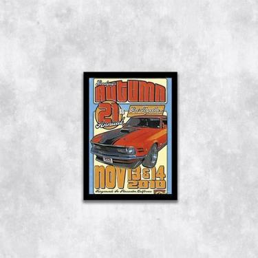 Imagem de Quadro Carro De Corrida Vintage Vermelho 45X34 Vidro Preta