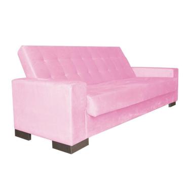 Imagem de Sofá Cama 2 Lugares para Sala de Estar Lisboa Suede Rosa Bebê