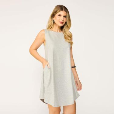 Imagem de Vestido Feminino regata Com Bolso laterais Tribo Livre, Cinza claro, G