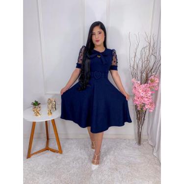 Imagem de Vestido Com Cinto Elegante Basico Gode Feminino Tecido Linha Premium D