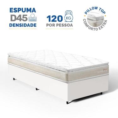 Imagem de Cama Box com Colchão de Espuma D45 Pillow Top Ortopédico Domo Solteiro 88cm
