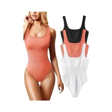 Imagem de Macacão Feminino Slim Fit De Verão Em Malha Sólida Casual Chic - NONE,