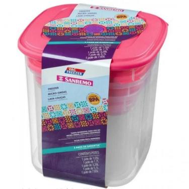 Imagem de Conjunto De Potes Porta Mantimentos 5 Peças Rosa - Sanremo