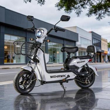 Imagem de Bicicleta Elétrica Tipo Scooter WeHawk Basket 500W Urbana, Branco