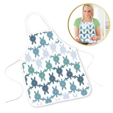 Imagem de Avental de Cozinha PVC Churrasco Confeitaria Estampa Tartaruga 65cm x 
