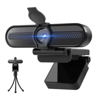 Imagem de Webcam genérica 2K, câmera de streaming FHD com 2K/30fps, 1080P/60fps, foco automático, microfones com cancelamento de ruído duplo, capa de privacidade e tripé, para