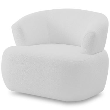 Imagem de Poltrona Giratória Orgânica Para Sala Living Florea M05 Bouclê Cinza - Lyam Decor