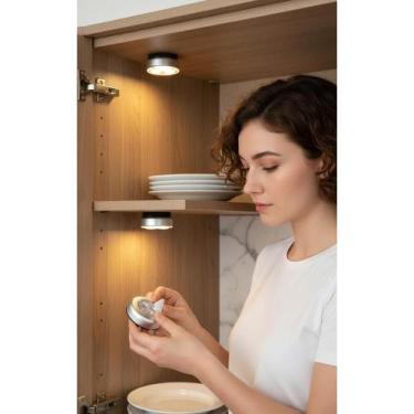 Imagem de Kit 3 Luminária Led Toque Sem Fio Prateada 6,6cm - Congratulations Sto