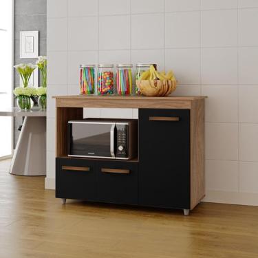 Imagem de Balcão Multiuso Liza 114m 3 portas com Nicho Para Forno/Microondas - S