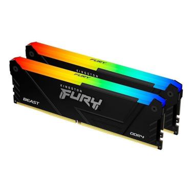 Imagem de Memória RAM Kingston Fury Beast, RGB, 64GB (2x32GB), 3200MHz, DDR4, CL16, Preto - KF432...