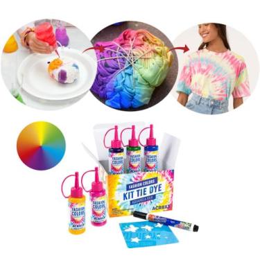 Imagem de Kit Tinta Corante Tecido Tie Dye Fashion Colors 60ml Acrilex