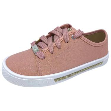 Imagem de Tenis Infantil Menina Glitter Strass Elegante Molekinha, Rosa, 31