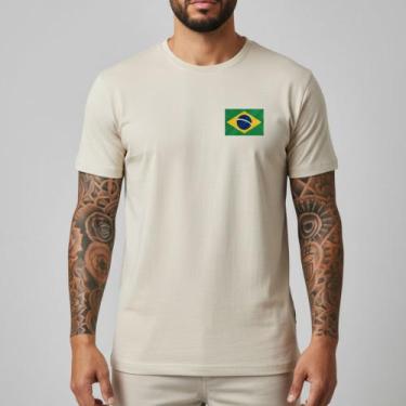 Imagem de Camiseta Masculina Brasil Bandeira Futebol Copa 2026 Algodão 100 Casua