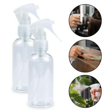 Imagem de Kit 2 Borrifador Transparente Pequeno 130ml Trava Álcool Frasco Spray 
