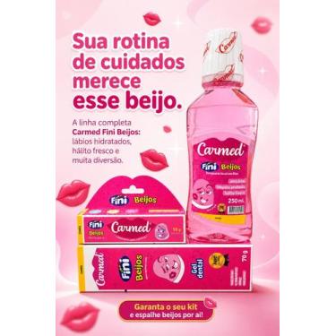 Imagem de Kit Carmed Fini Beijos Completo  Enxaguante Bucal 250ml, Hidratante La