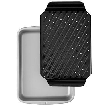 Imagem de Wilton Conjunto de frigideiras grandes antiaderentes para frango, ideal para fajitas de frango, pichas de porco e arroz, Halibut ou costeletas de cordeiro marinadas, 35,5 x 28,5 cm