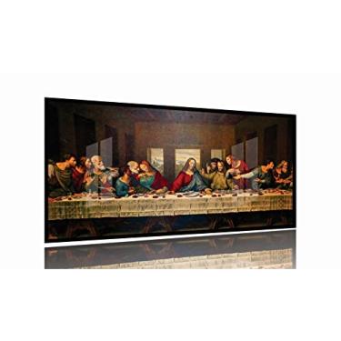 Imagem de Quadro Decorativo Santa Ceia Jesus 130x60 Moldura Preta 2x2