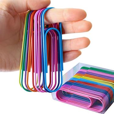 Imagem de Clipes de papel jumbo, 40 peças de suporte de clipe de papel grande de 10 polegadas - revestido de vinil multicolorido extra grande mega clipes de papel para organização de documentos da escola de escritório