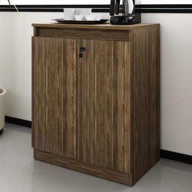 Imagem de Armário Para Escritório Baixo 2 Portas Com Chave Me4149 Nogal - Tecno Mobili