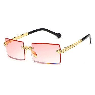 Imagem de Óculos de sol retangulares sem aro diamante unissex Óculos de sol vintage sem moldura de metal uv400 óculos moda verão, 5, china